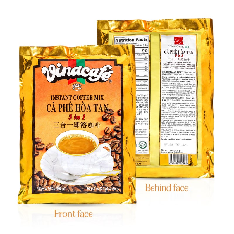 Vinacafe Instant Coffee Mix 3 in 1 (Pack of 4 | 20 Sachets Per Bag) - Image 3